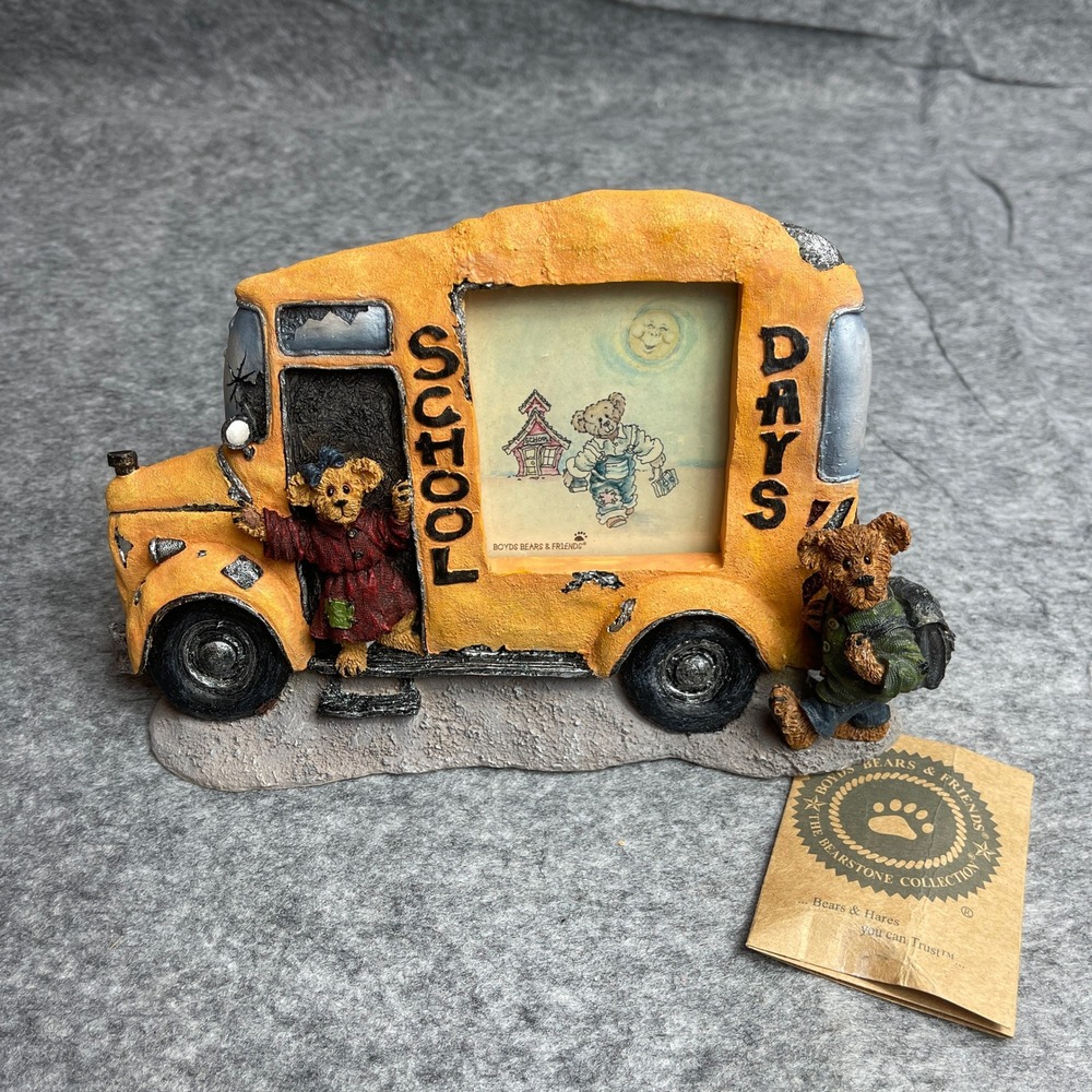 Boyds Bears Bearstone Collection Pam & Dave All‎ Aboard School Bus Frame 27305